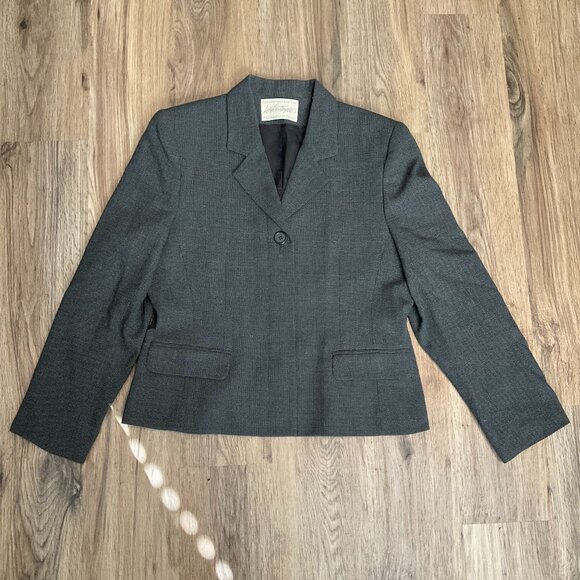 Lord & Taylor Wool Blend Blazer Jacket Petite Size 12P‎ Gray - Picture 1 of 8
